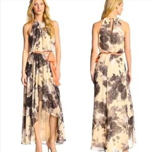 Eliza J NEW WITH TAGS Floral Halter Maxi High Low Flowy Dress Gown Size 6